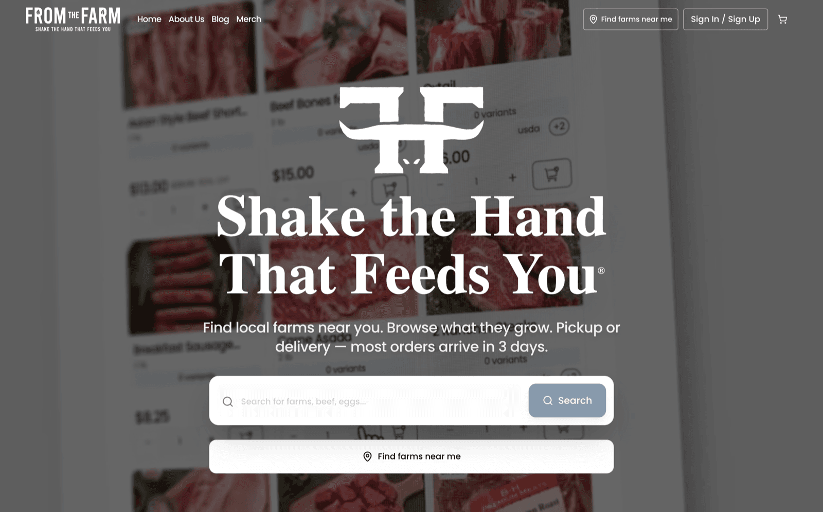 From The Farm marketplace home page