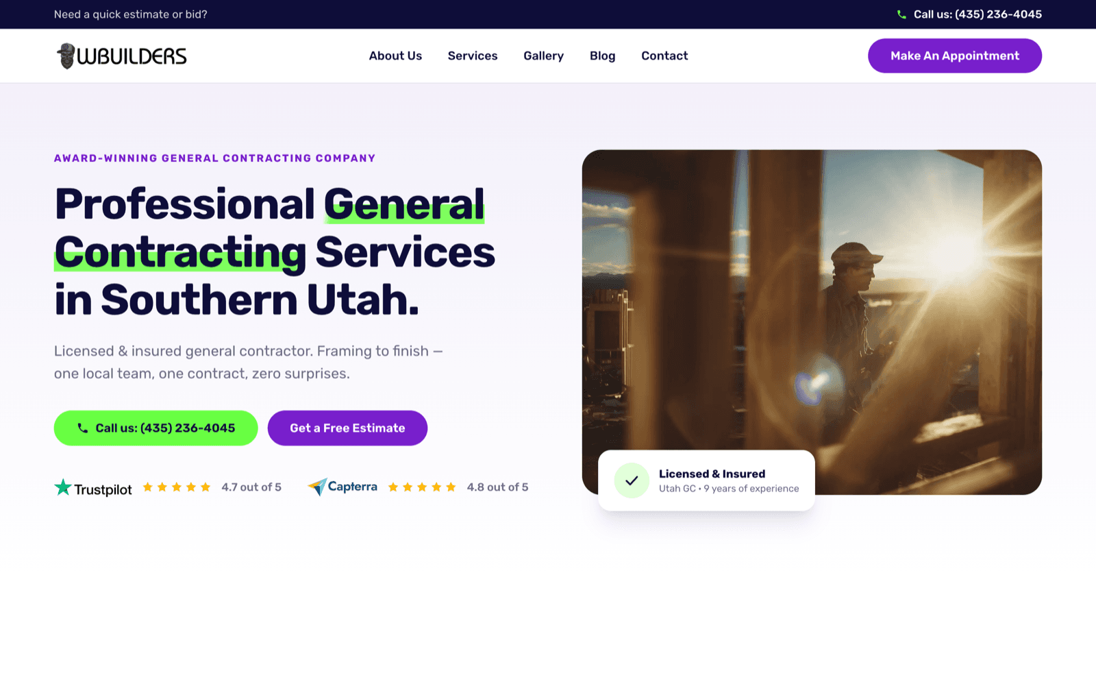 W Builders home page